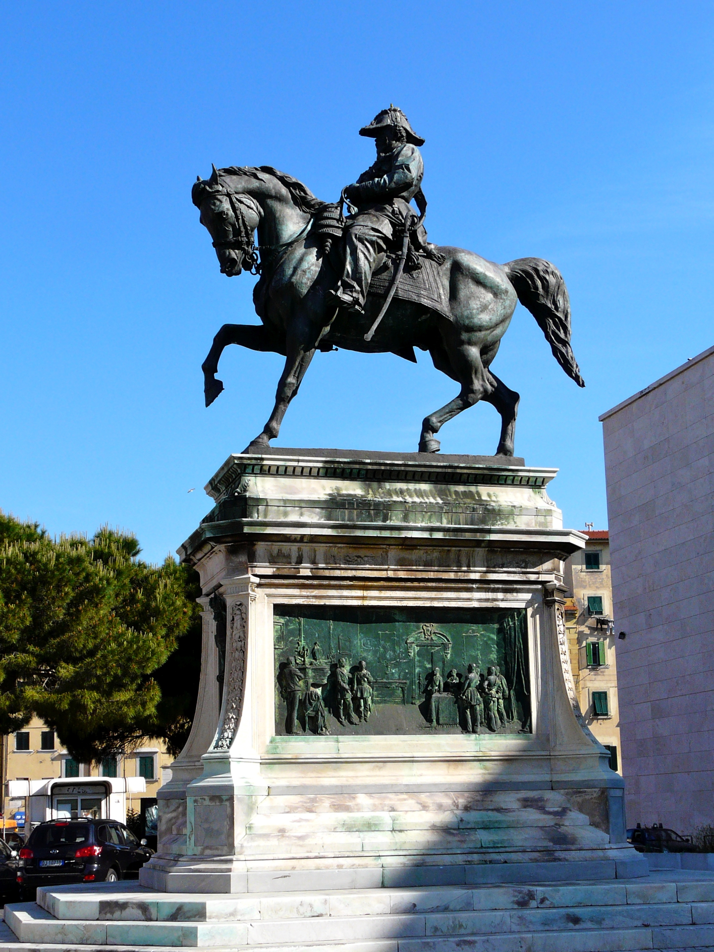 Equestrian statue of Vittorio Emanuele ll in Livorno Italy
