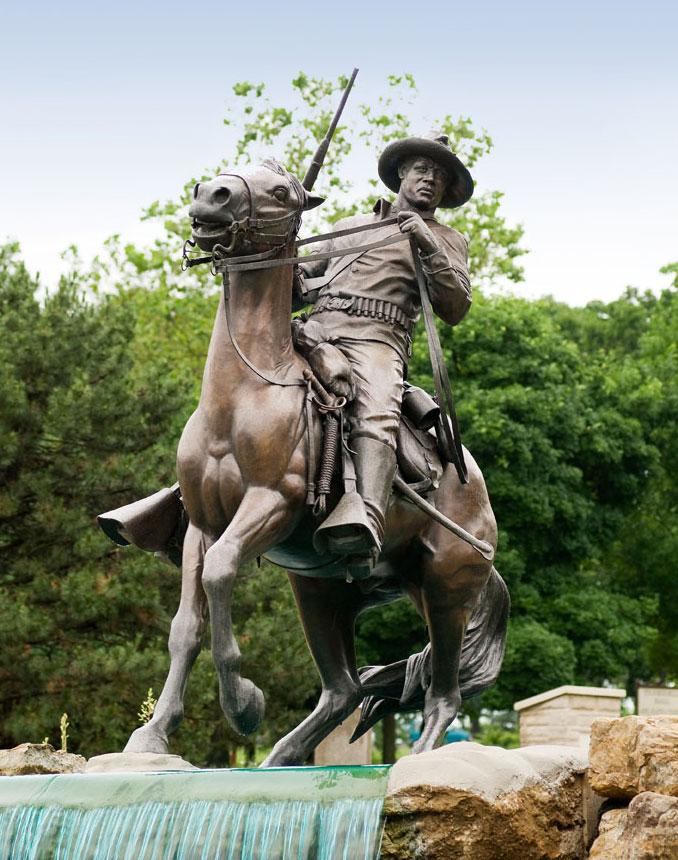 Equestrian statue of Buffalo soldier monument in KS Fort Leavenworth US