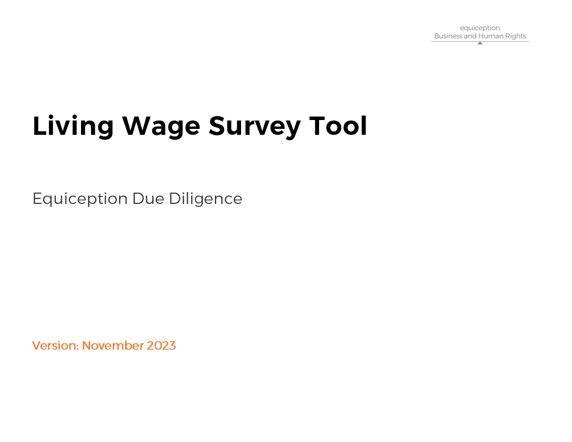 Tool Living wage survey Equiception Business and Human Rights