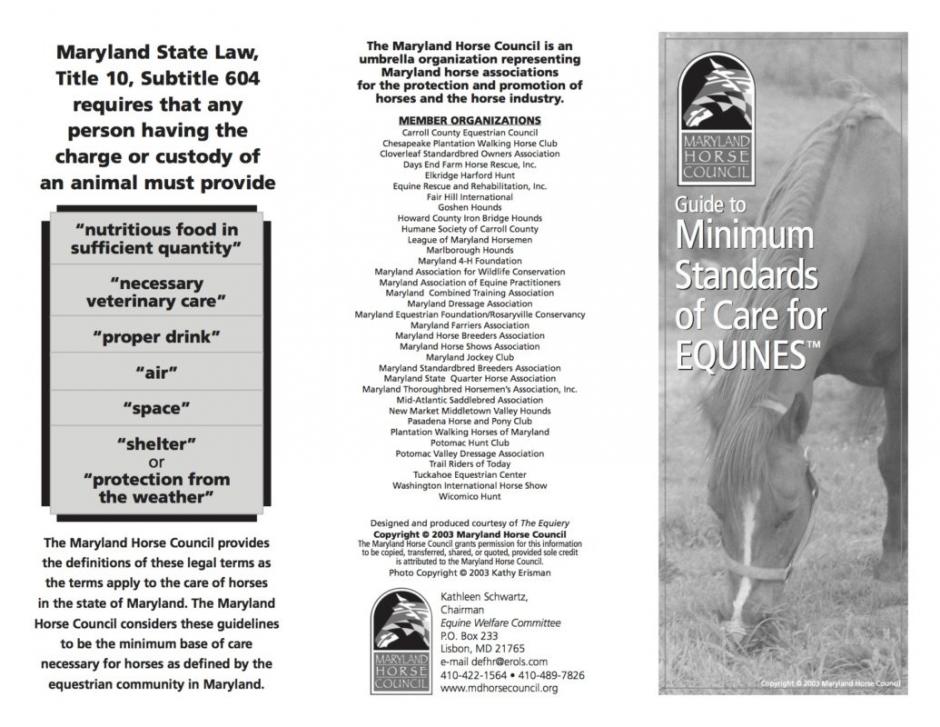 Maryland Equine Welfare Laws The Equiery