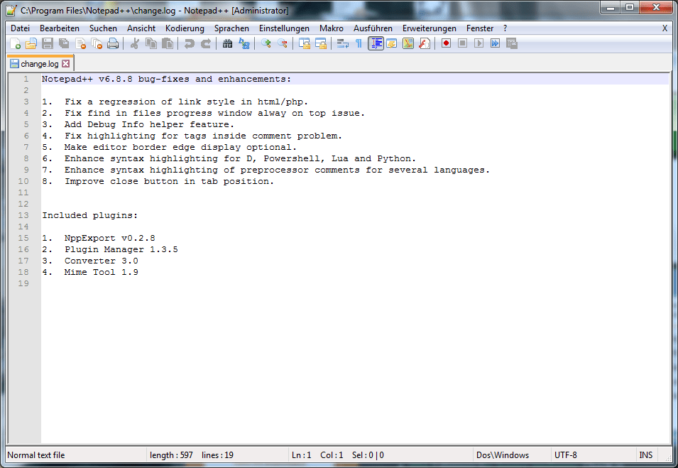 Installation von Notepad++