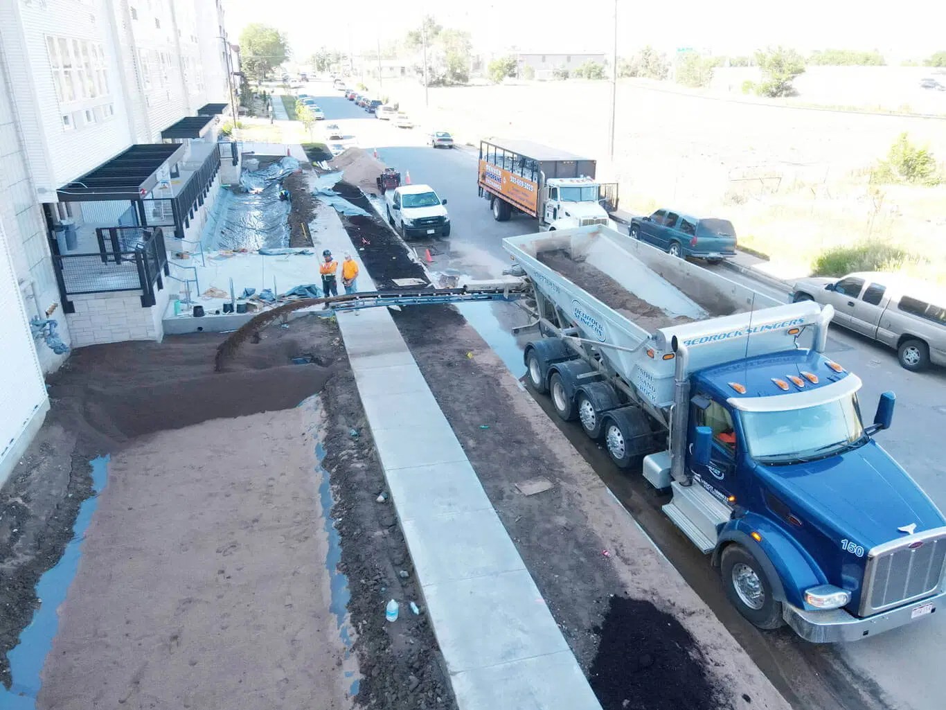 Rock and Gravel Placement using Rock Slinger Trucks Ground Solutions