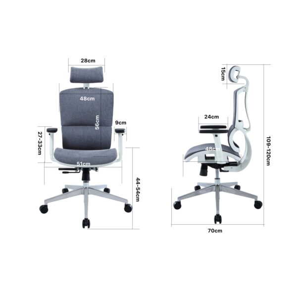 ErgoDC Ergonomic Office Chair High Back Full Mesh Fabric Grey ERGODC.