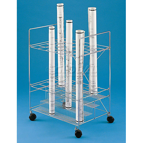 Mobile Blueprint Storage Rack With Chrome Finish ErgoSpec