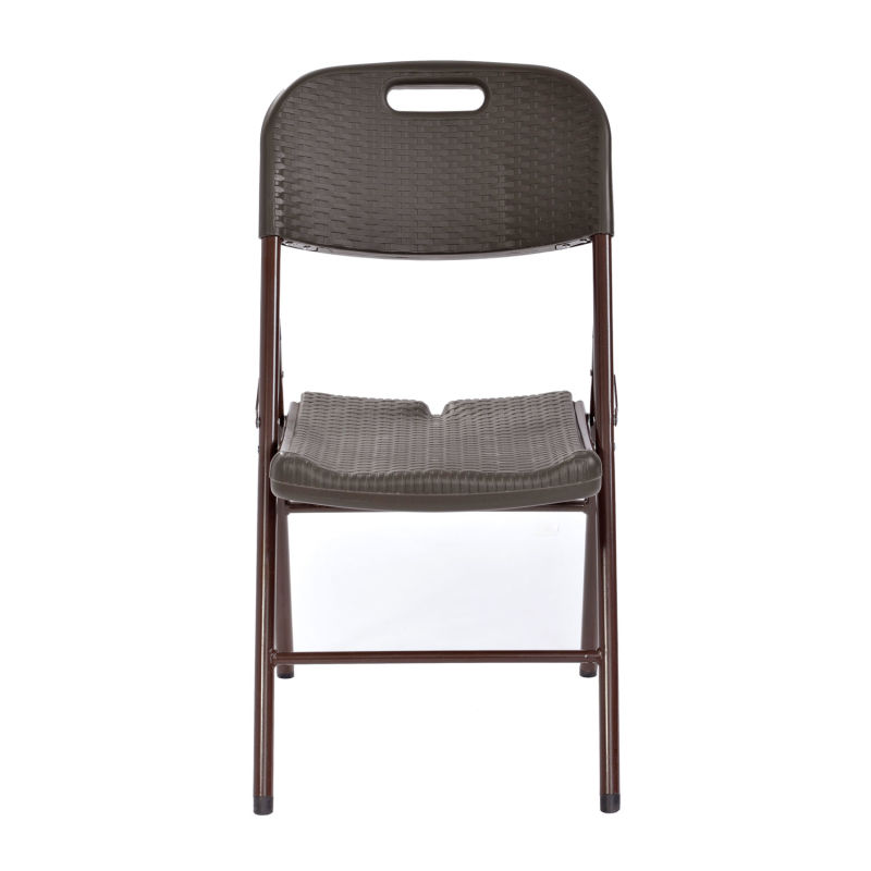 Sandusky Plastic Folding Chair Brown Rattan 4 Pack ErgoSpec