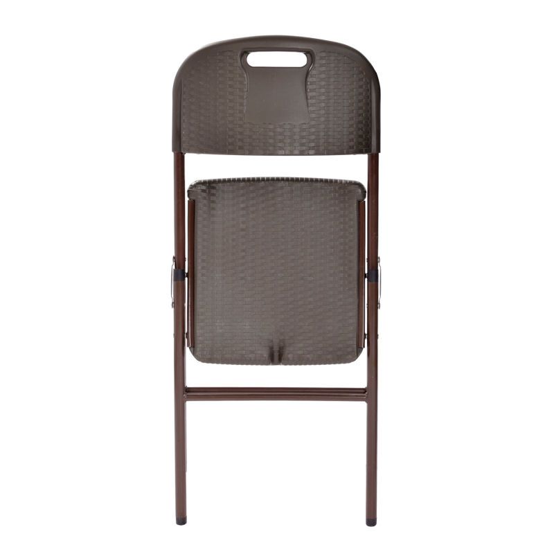 Sandusky Plastic Folding Chair Brown Rattan 4 Pack ErgoSpec