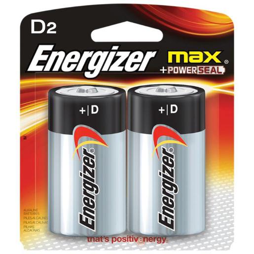 Energizer® Eveready® MAX® 1.5 Volt D Alkaline Battery With Flat Contact Terminal (2 Per Card