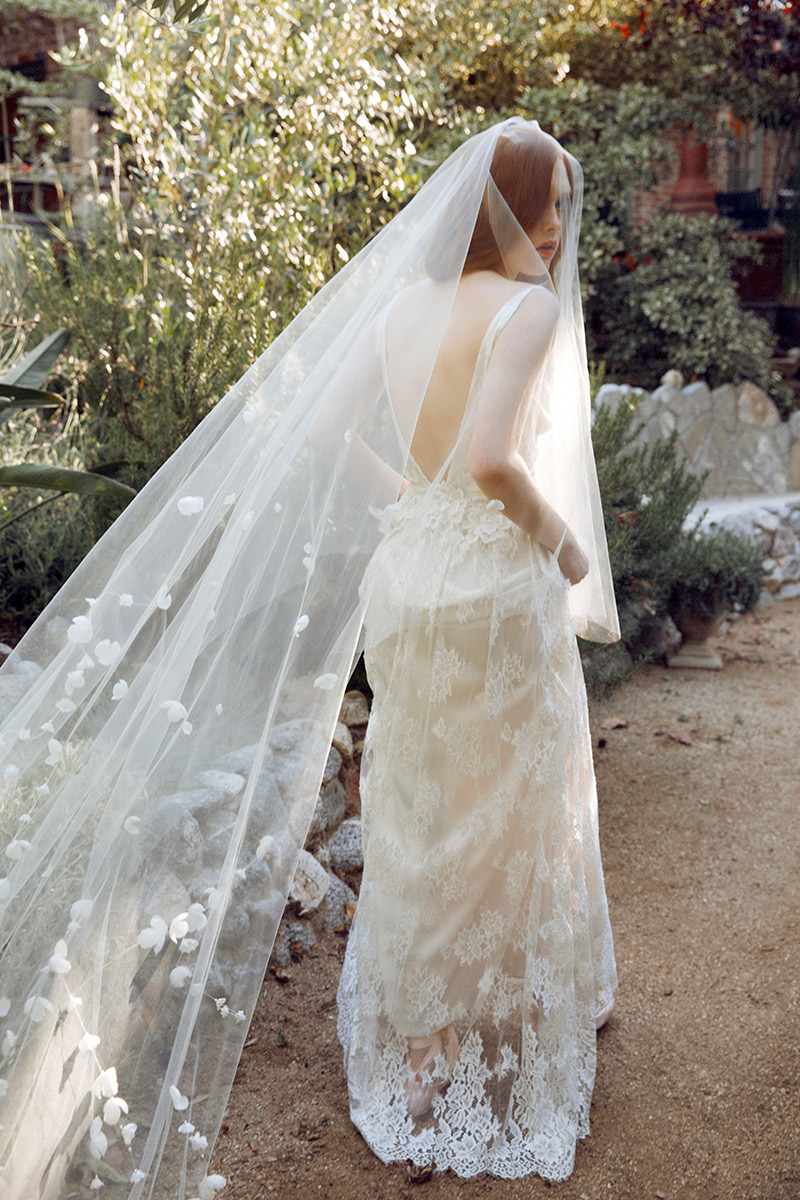 bridal veil, chapel veil, blusher, blossoms, wedding, wedding