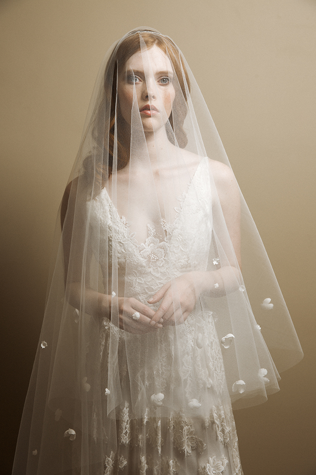 bridal veil, chapel veil, blusher, blossoms, wedding, wedding
