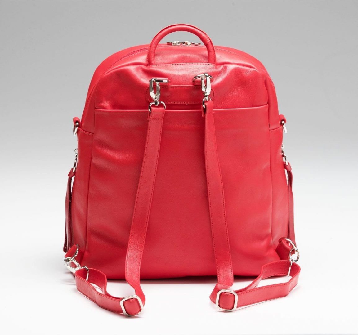 Red Leather Mini Backpack