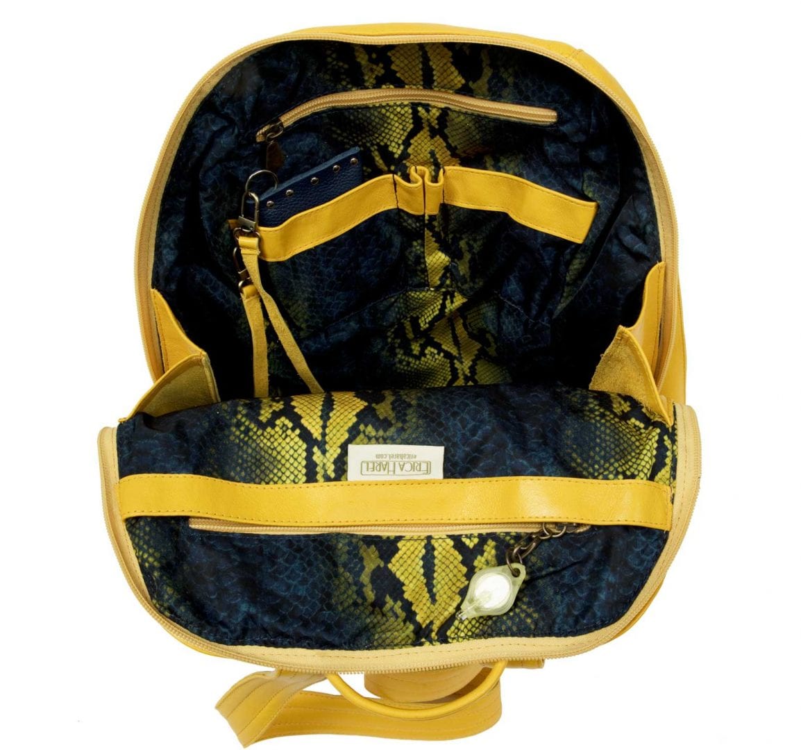 Yellow Leather Backpack Taxicab Yellow Leather Women's Backpack