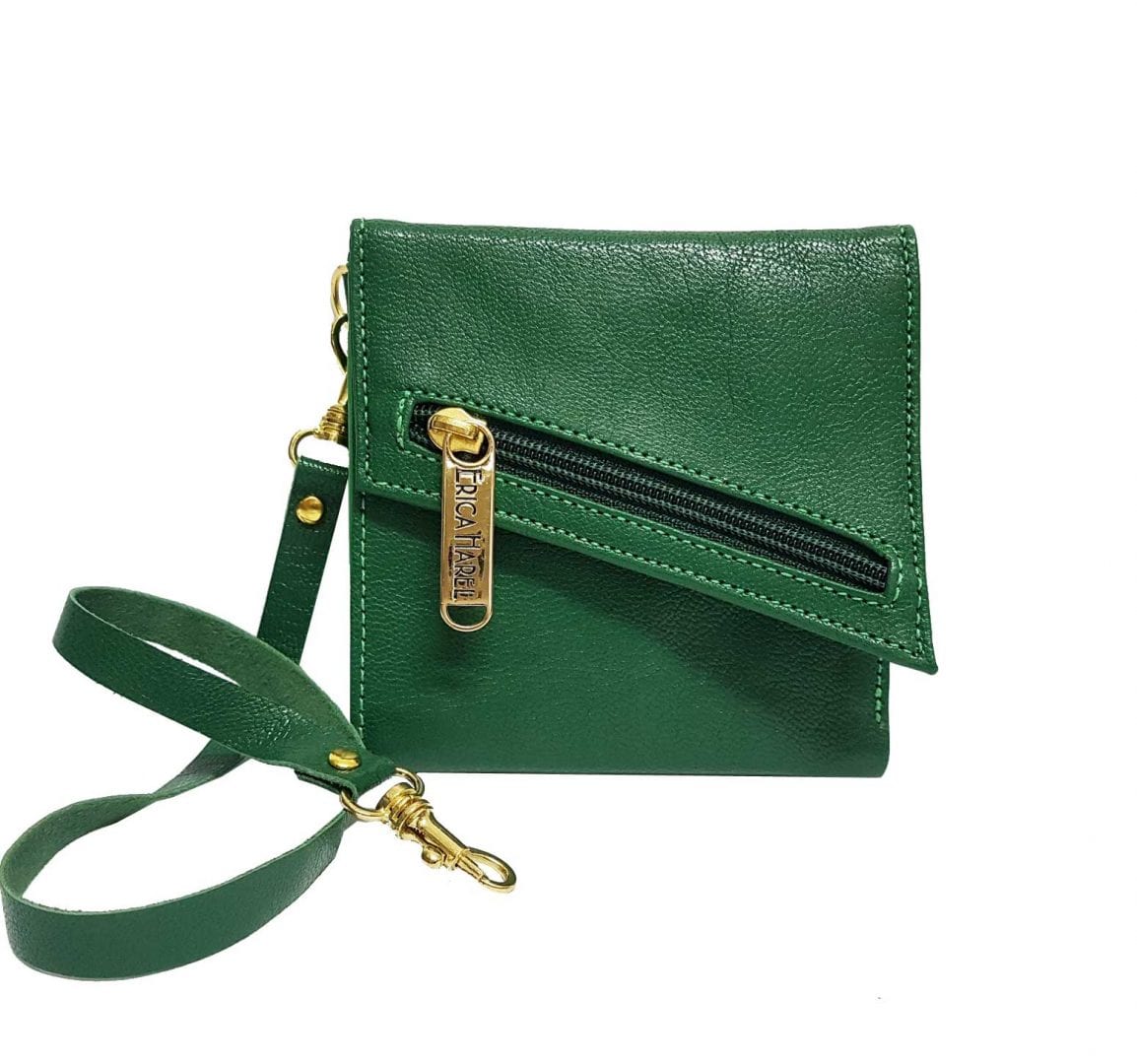 Green Leather Wallet Minimalist Soft Leather Wallet