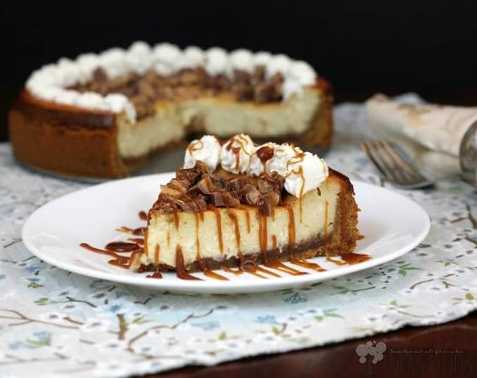 Kahlua Toffee Cheesecake with Turbinado Caramel · Erica's Recipes