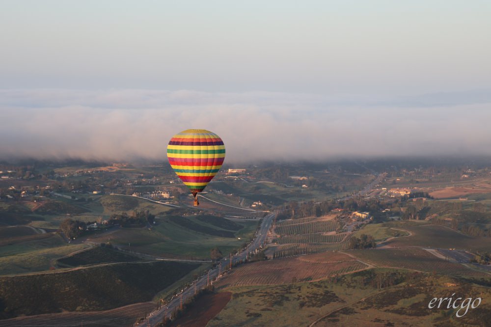 加州｜A Grape Escape Hot Air Balloon Adventure Temecula特曼庫拉，葡萄園空中冒險熱氣球之旅