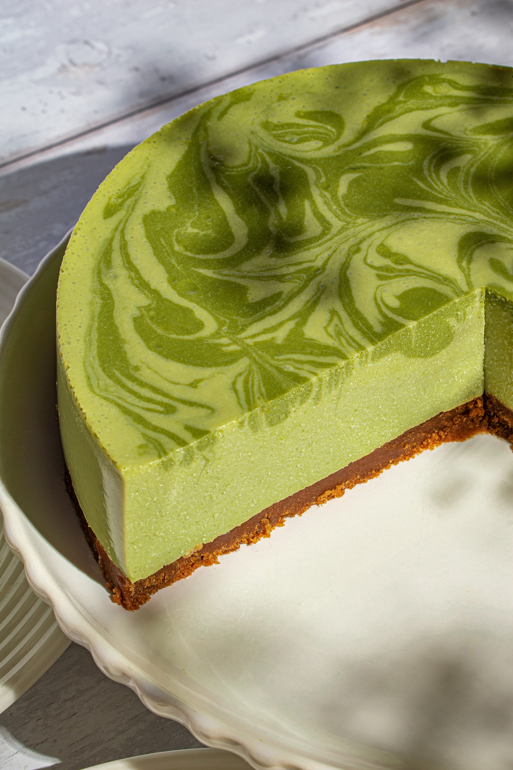 Silky Matcha Tofu Cheesecake (nobake)