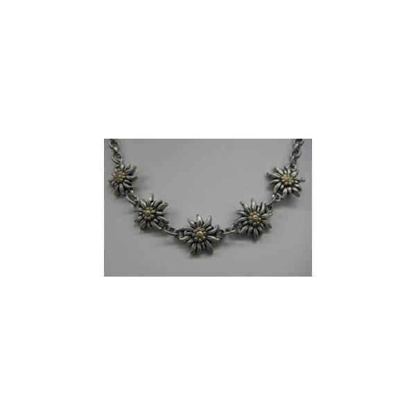Edelweiss Flower Necklace with Hand Painted Gold Center Ernst Licht