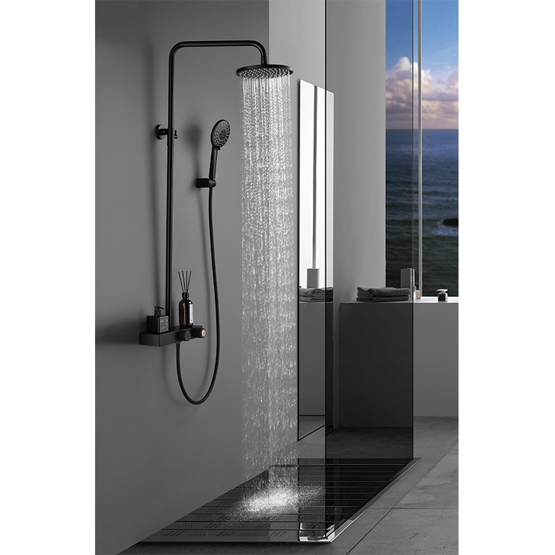 Plain Shelf Shower SetMatt Black ErosenBathTapware, Shower & Bathroom Accessories