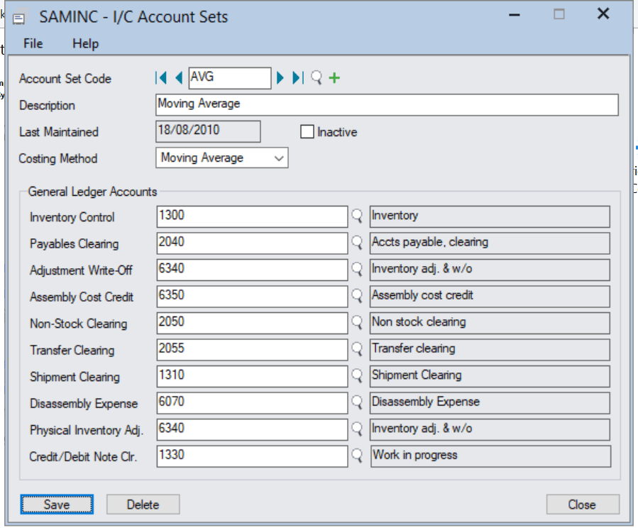 Account Sets Sage 300