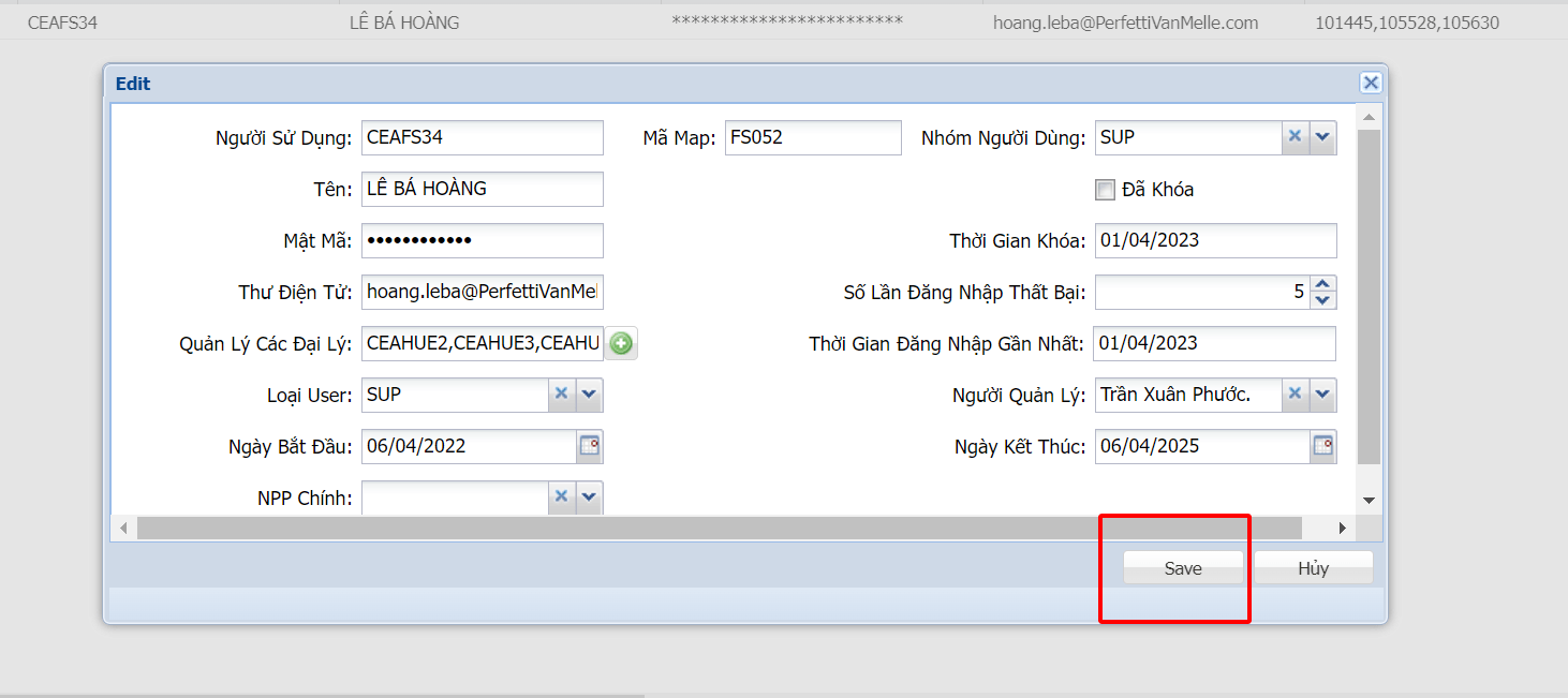 HQSOFT ERP [eSales][eSales App][PVM] Lỗi khóa tài khoản