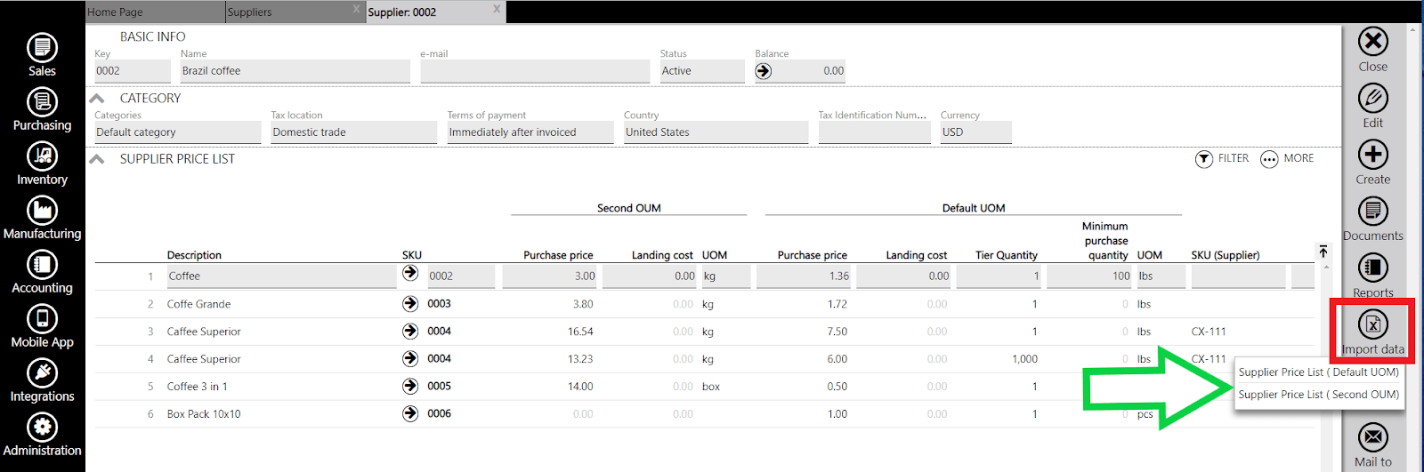 SecondUnitOfMeasure(UOM) ERPAG