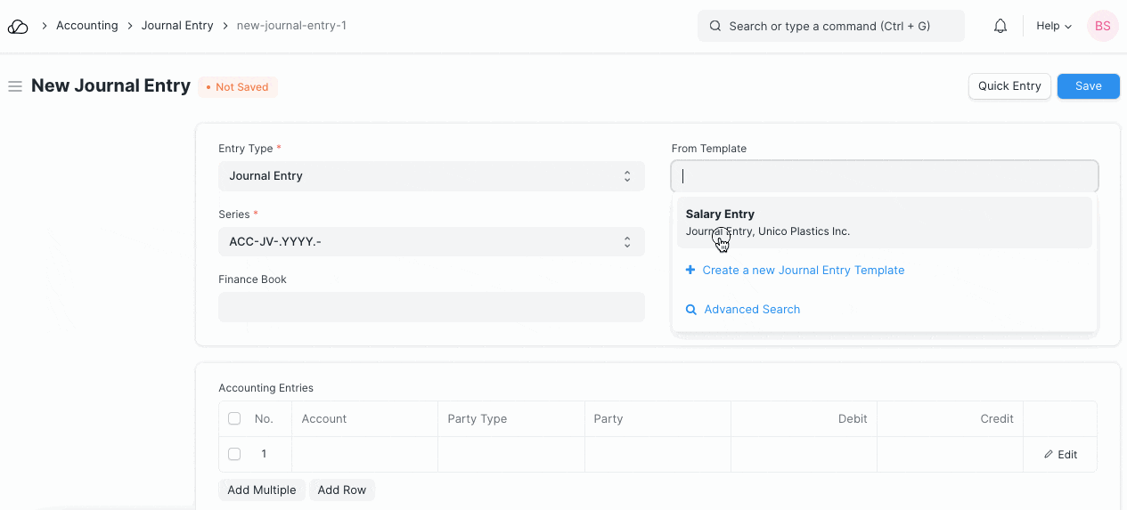 Journal Entry Template OO Docs