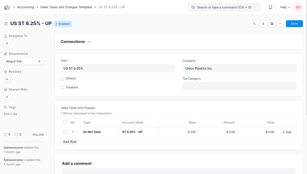 Sales Taxes and Charges Template OO Docs