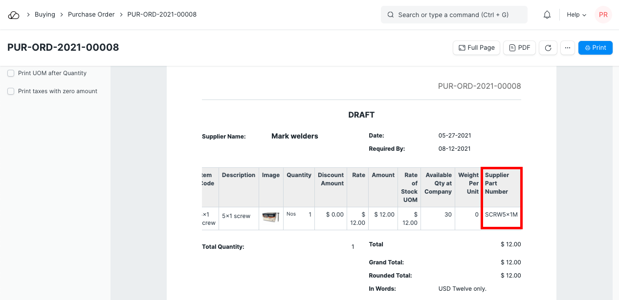 Maintaining Supplier's Item Code In the Item master OO Docs