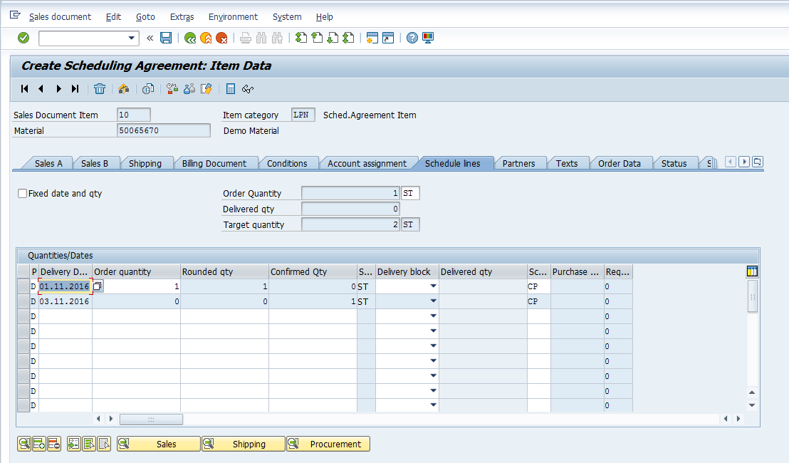 How to Create a Scheduling Agreement in SAP SD ERProof