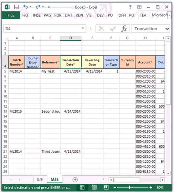 How to Copy and Paste Multiple Journal Entries from Excel to Microsoft