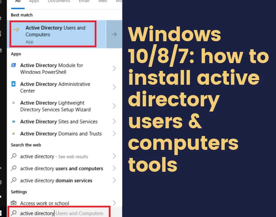 Windows 10/8/7 how to install active directory users & computers tools