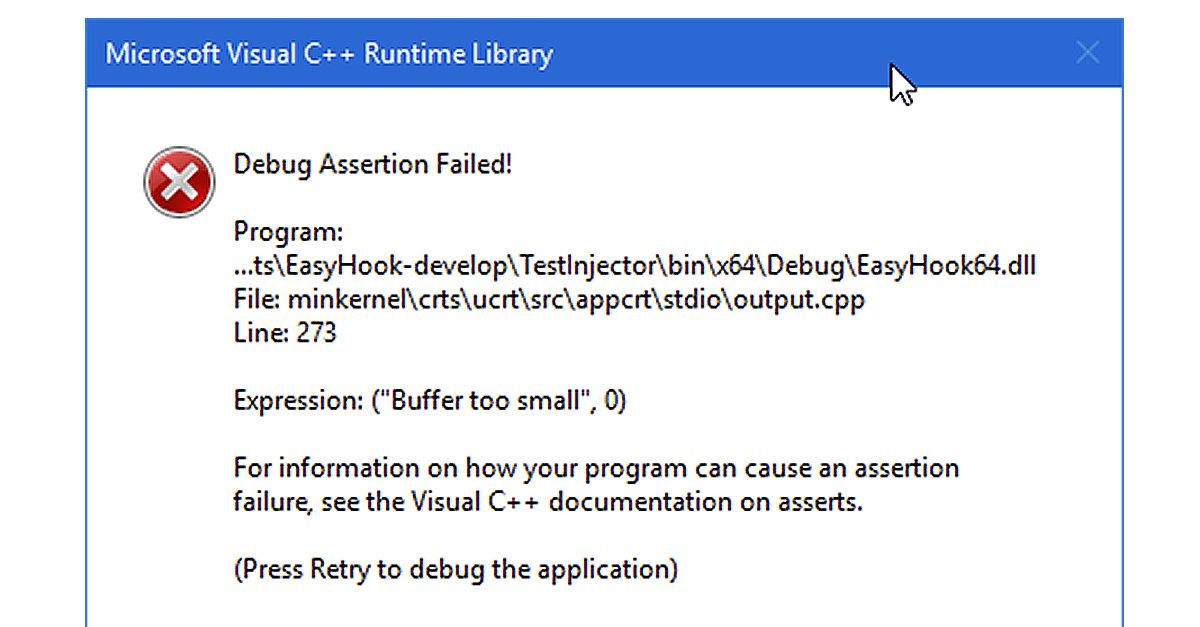 MS Visual C++ Runtime Library Error ErrorTools