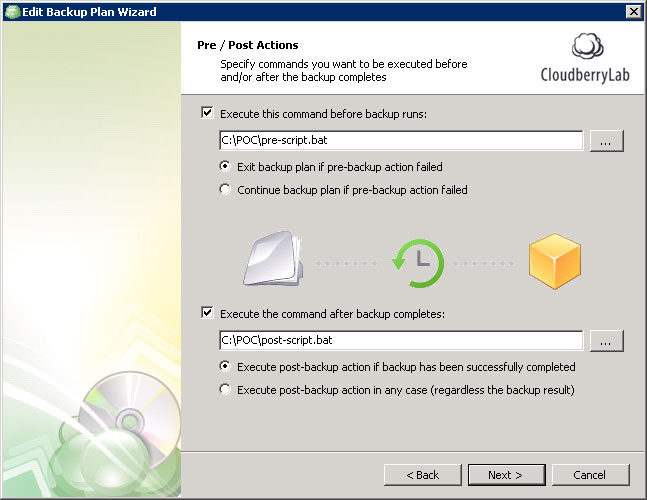 Conveyoring Files for Backup Cloudberry Backup With Prepost Scripts