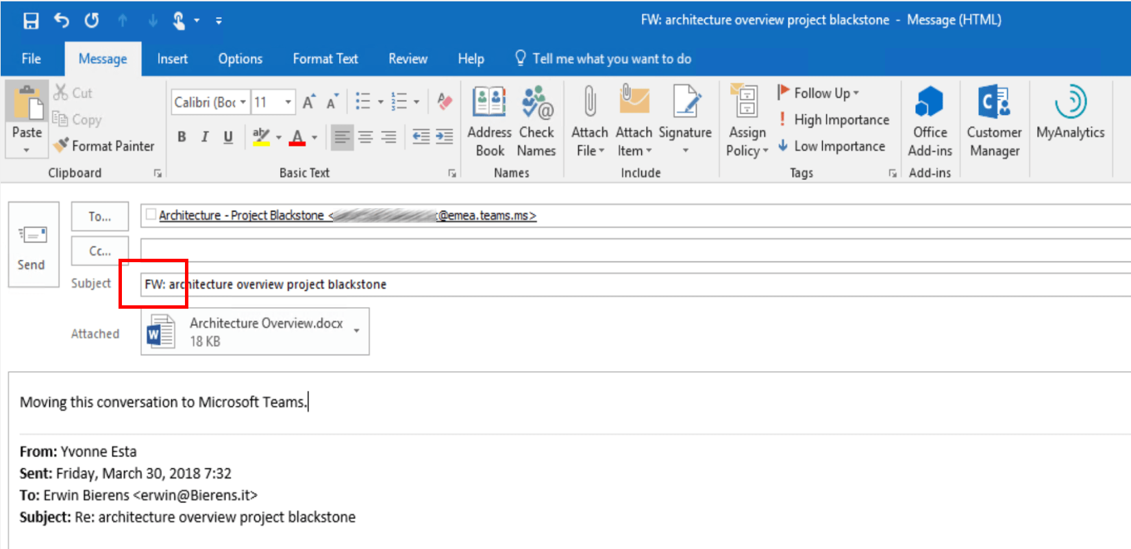 Move your email conversation to Microsoft Teams &