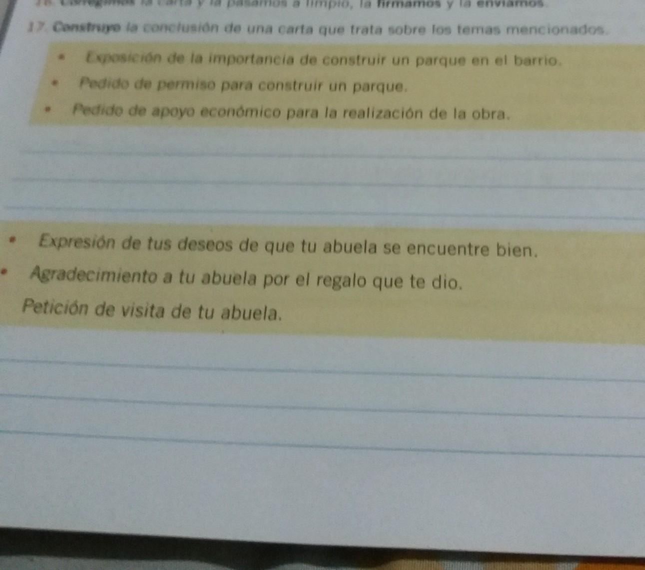 construyó en la conclusión de una carta que trata sobre