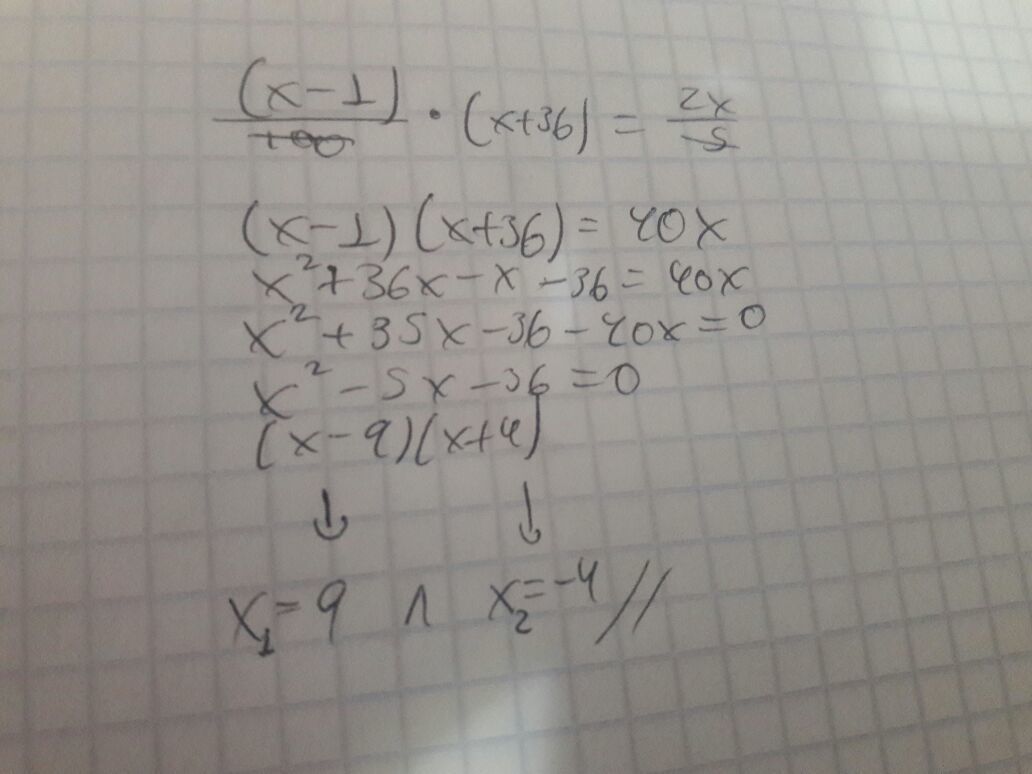 El (x1) de (x+36) es 2x/5 ¿Cuál es el valor de x