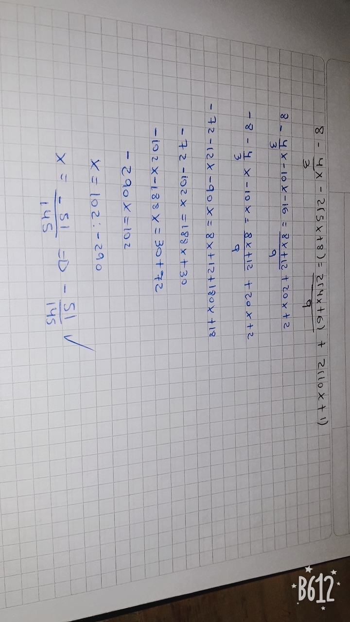 respuesta de la ecuacion 84x/3 2(5x+8)= 2(4x+6)/9+ 2