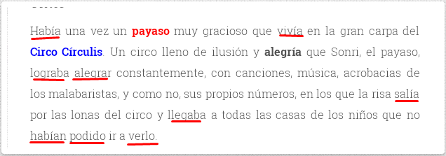 un texto corto con verbos subrayados Brainly.lat
