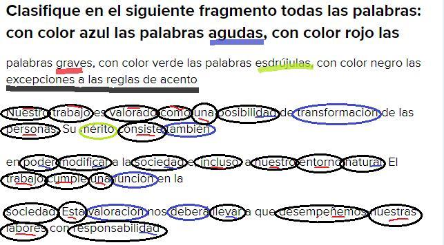 Clasifique en el siguiente fragmento todas las palabras con color azul