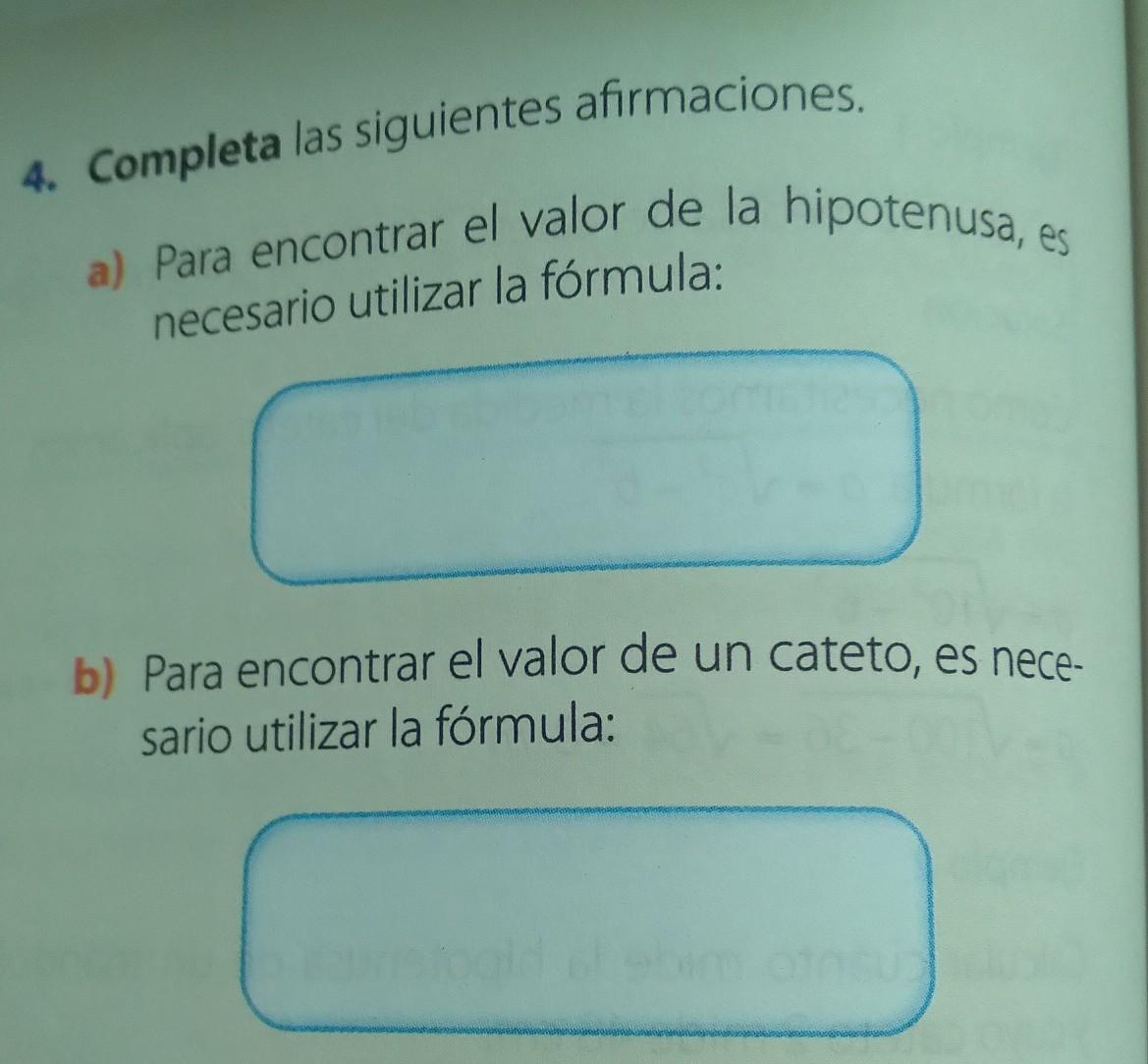 4. Completa las siguientes afirmaciones. a) Para encontrar