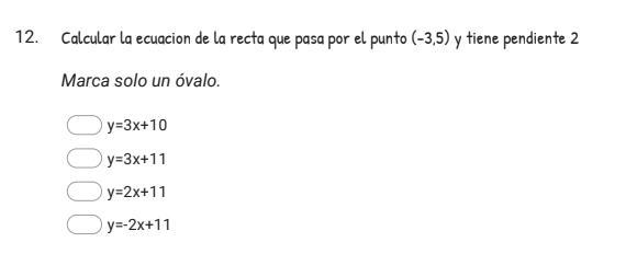 Calcular la ecuaciÃ³n de la recta que pasa por el punto (3,5) y tiene