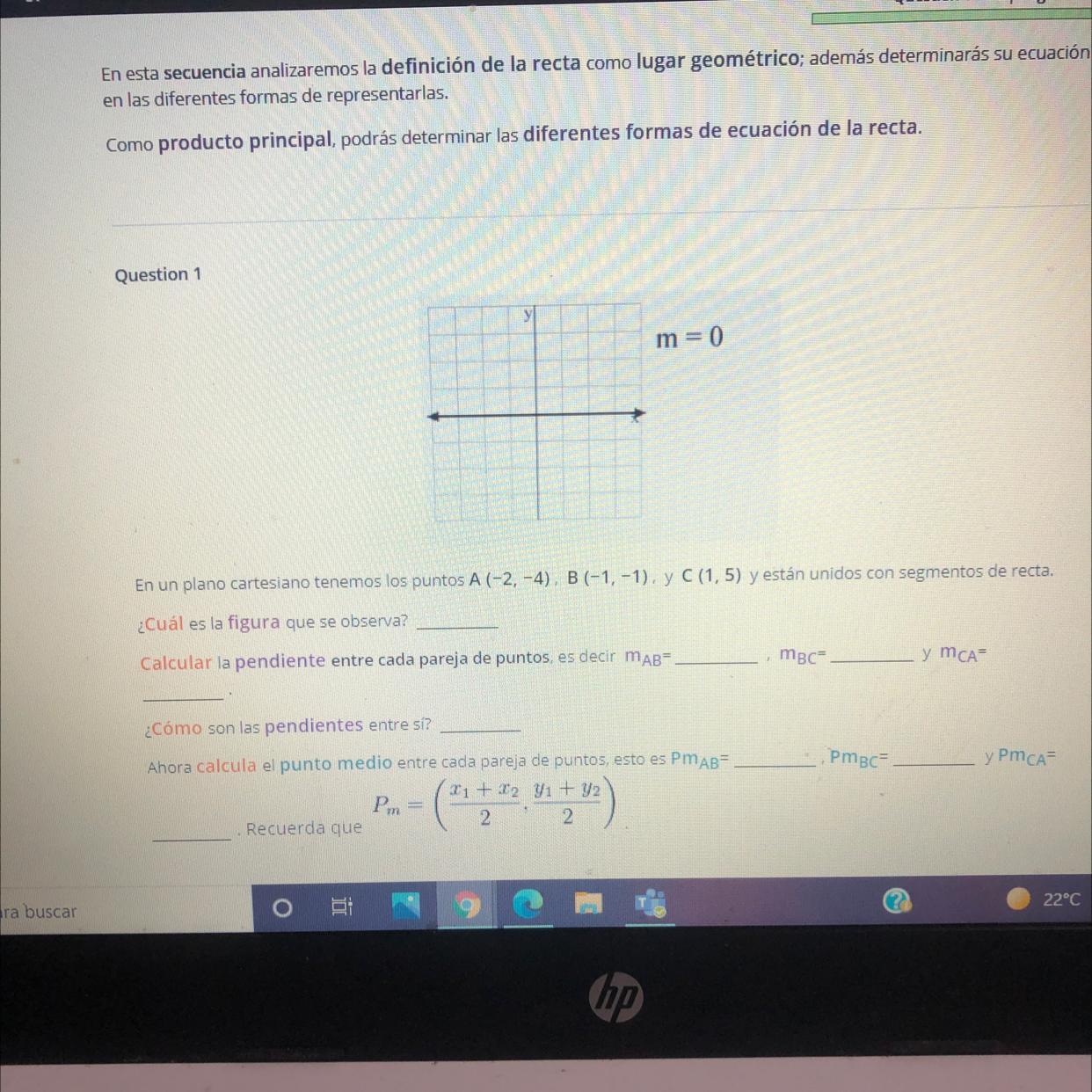 En un plano cartesiano tenemos los siguientes puntos