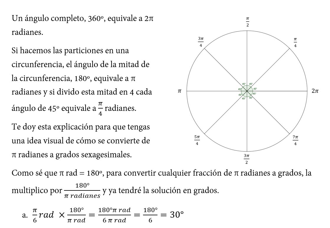 expresa en grados los siguientes ángulos Brainly.lat