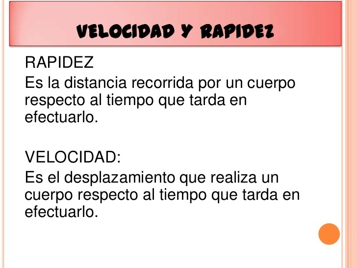 que diferencia hay entre velocidad y rapidez.? Brainly.lat