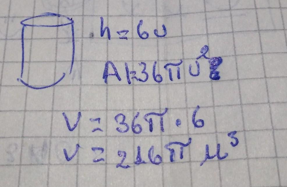 La altura de un cilindro recto mide 6u y el área de su