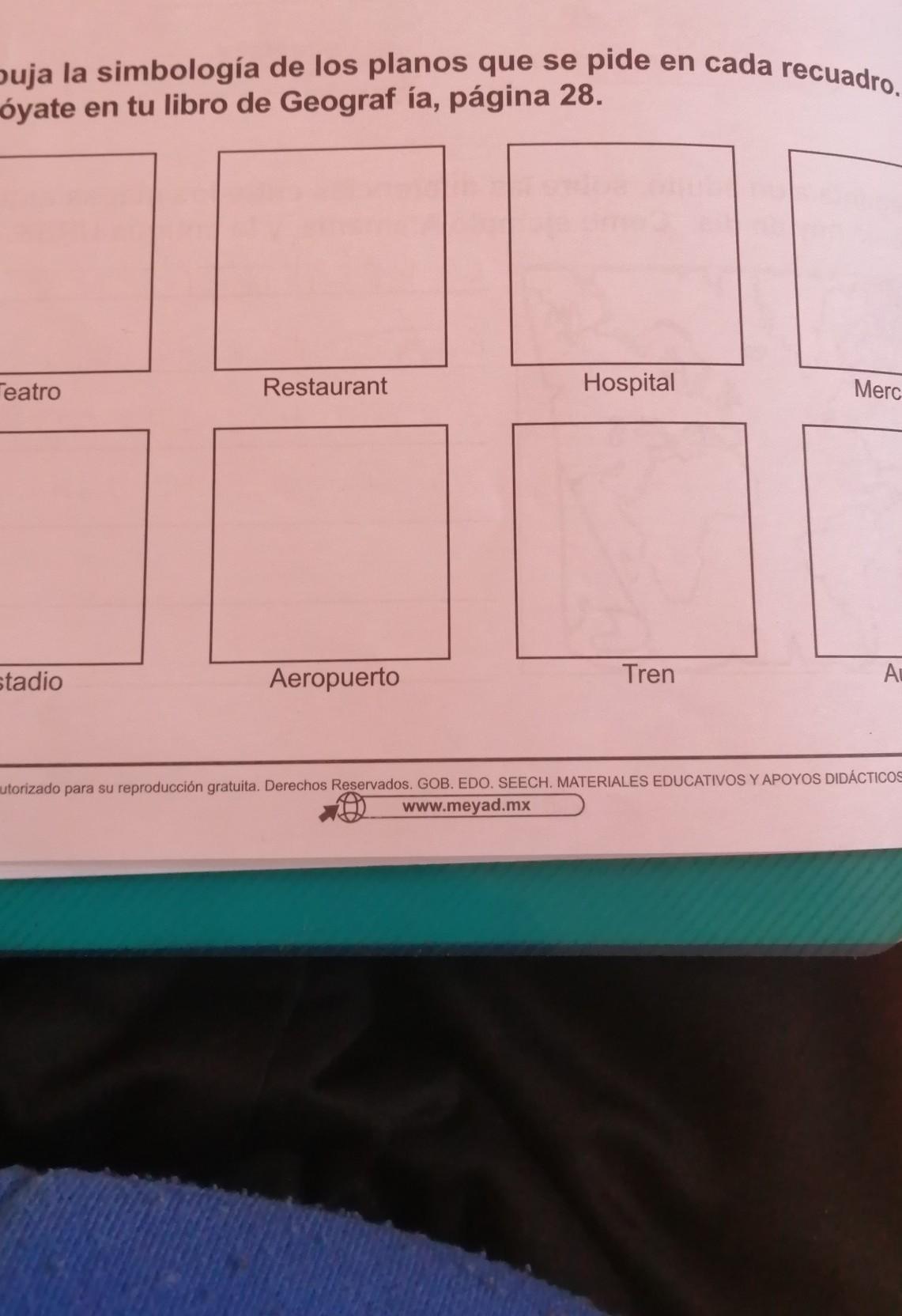 ayúdame por favor aquí dice dibuja la simbología de los planos que se