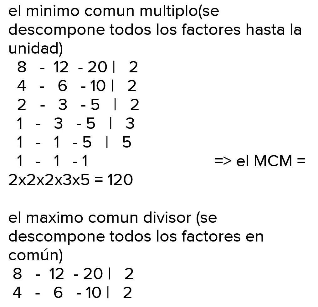 Halle el mínimo común múltiplo (m.c.m.) de los siguientes