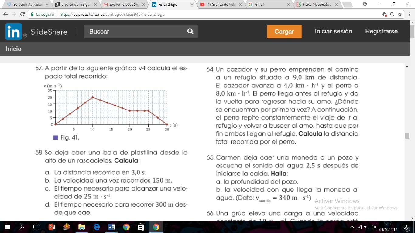 a partir d﻿﻿﻿e la siguiente grafica vt calcula el espacio total