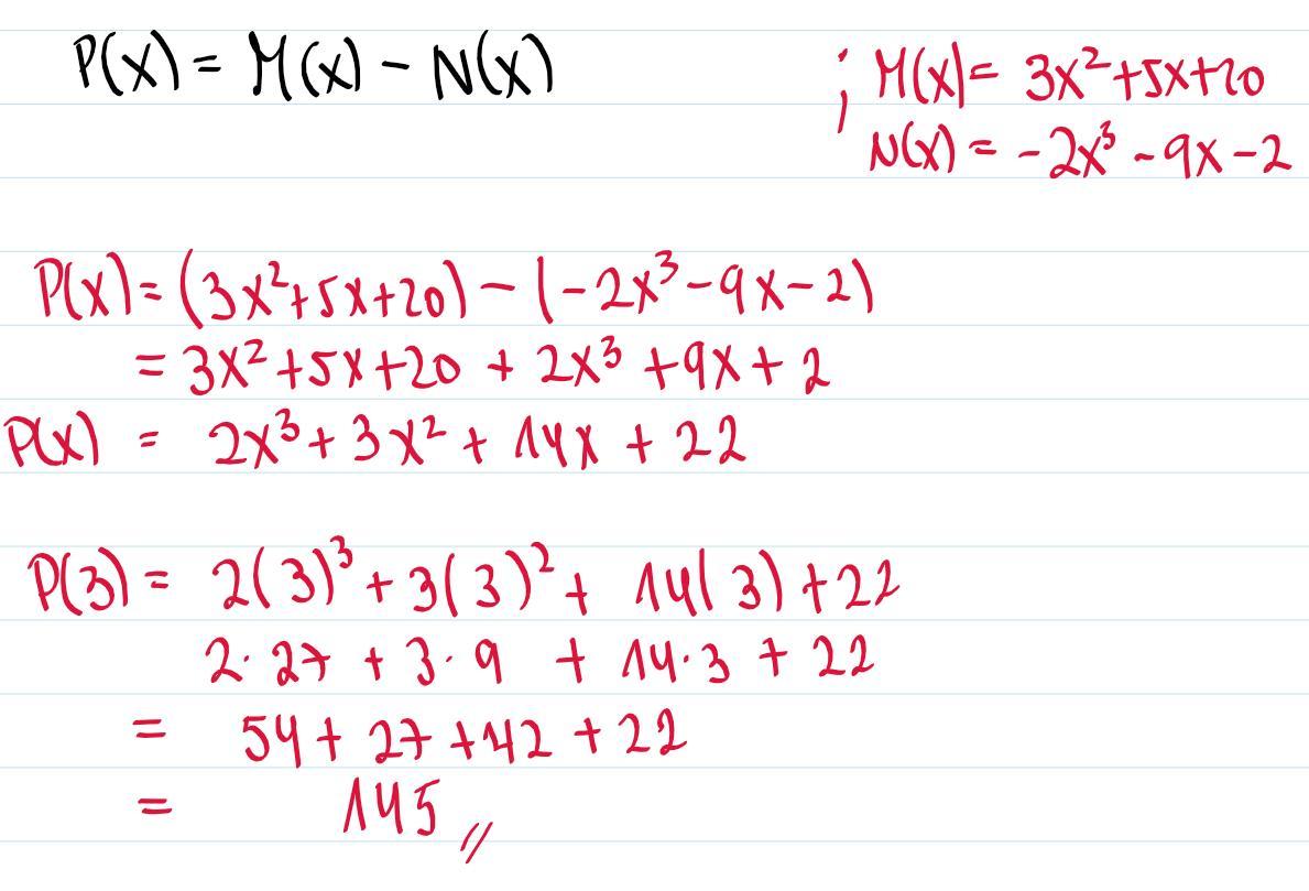 66. Dadas las funciones, y sabiendo que P(x) = M(x) N(x