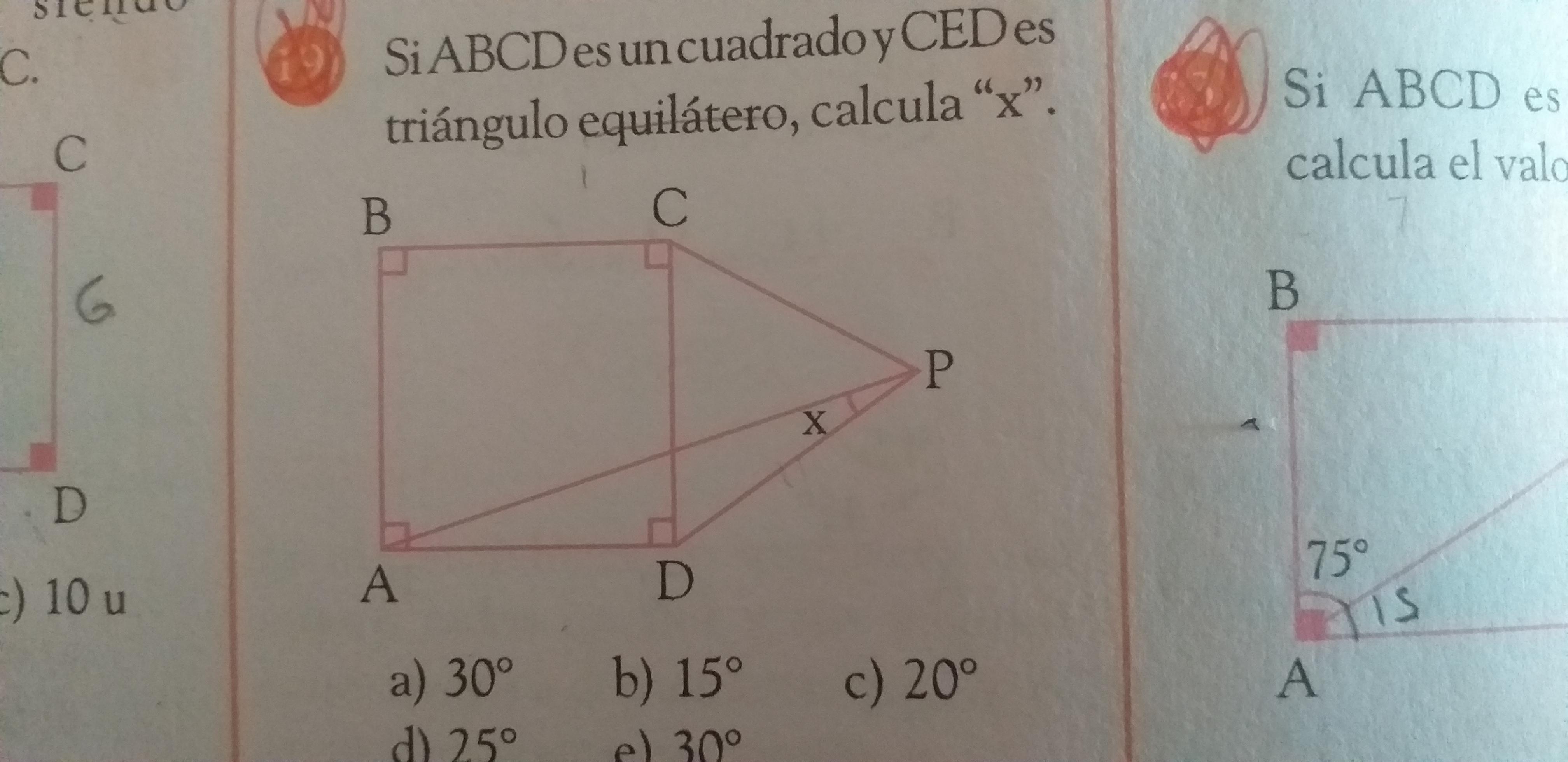 AYUDA PLSSS Si ABCD es un cuadrado y CED es triangulo
