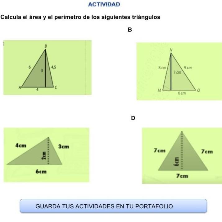 calcula el área y el perímetro de los siguientes